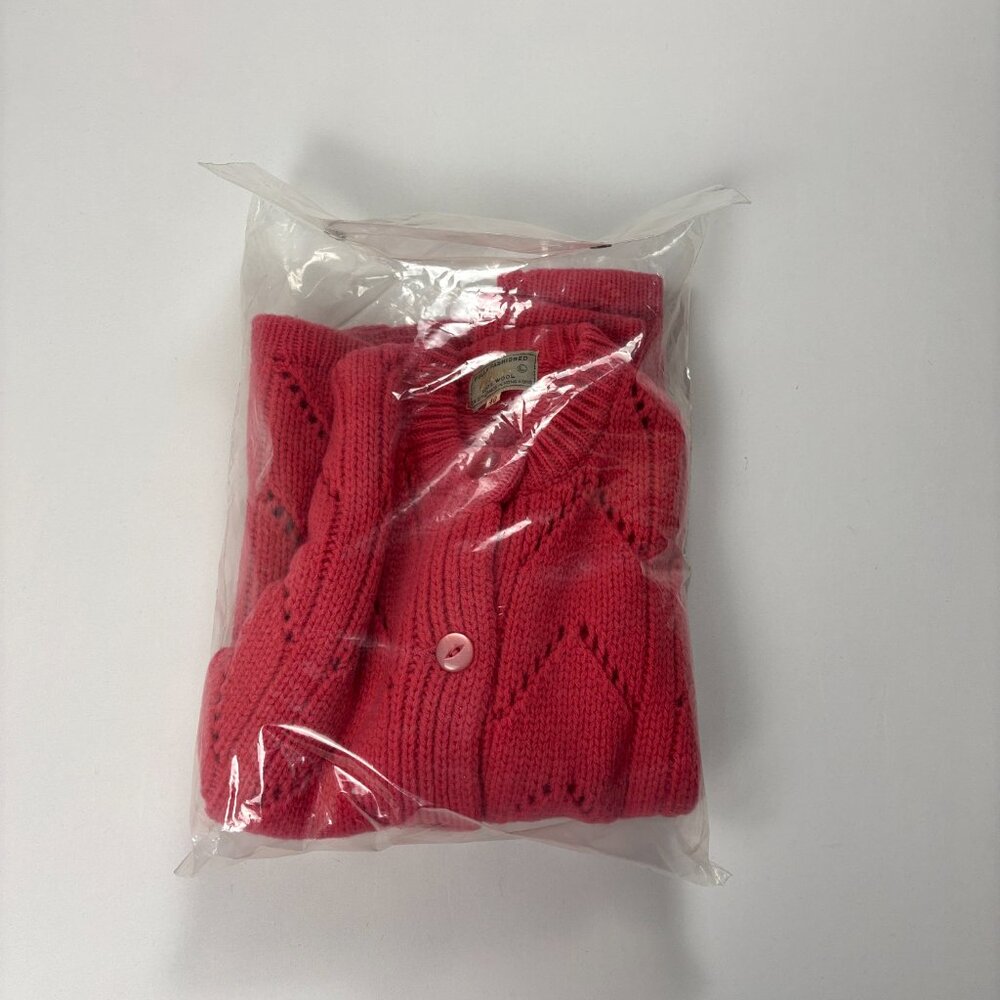 Vintage Fully Fashioned Eileen Wool Cardigan Sweater Pink Sz 40 S Deadstock New - Picture 5 of 7